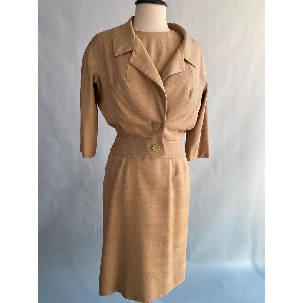 Vintage 1950’s Helga Classy Hitchcock Look Dress with Matching Jacket 26” Waist